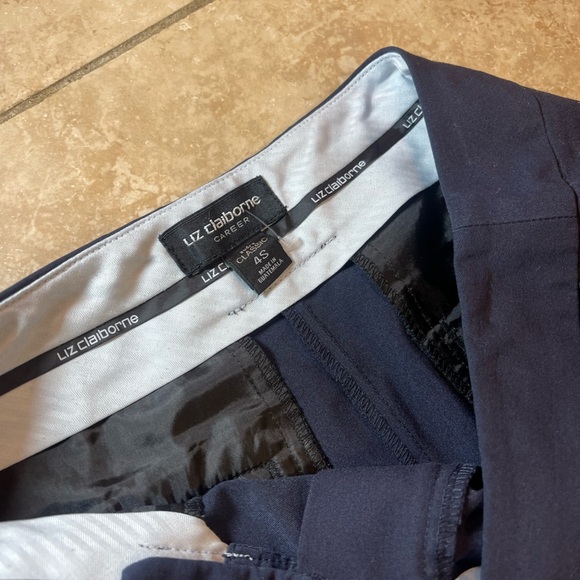 Liz Claiborne Audra Classic Dress Pants Size 4 Navy Blue Mid Rise Straight Leg - Picture 3 of 5